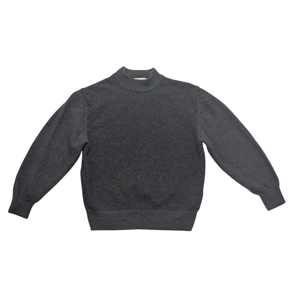Murano Mock Neck Sweater‎ Womens Large Charcoal Gray 100% Fine Merino Wool Italy